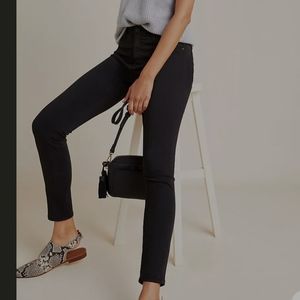 NWT AG Adriano Goldschmied Size 25 Black High Rise Abbey Ankle Sateen Pants